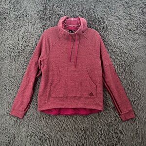 Adidas Hoodie Pullover Womens Large Pink Soft 3 Stripe Kangaroo Pocket